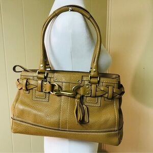 Coach Hamilton Pebbeled Leather Satchel Camel Tan